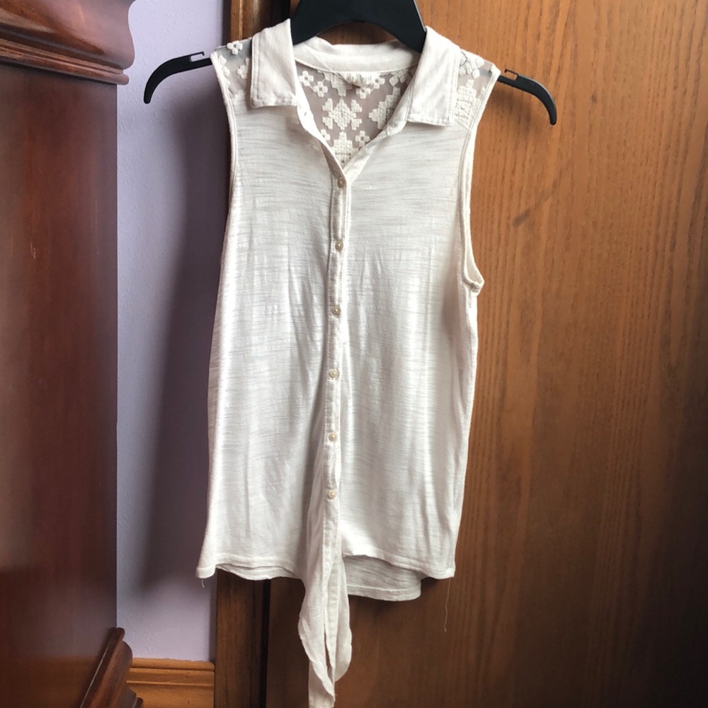Aeropostale Bohemian White Button Up Tank